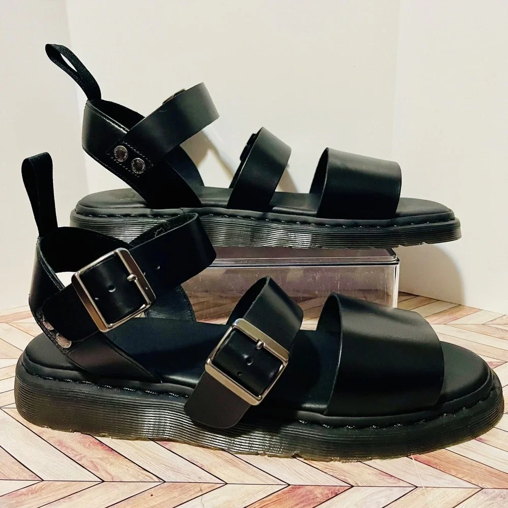 Dr Martens Gryphon Brando Leather Gladiator Sandals Men 14 Black Mono Gladiator